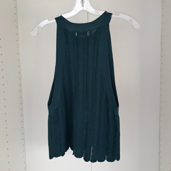 Wilfred Dark Green Crochet Boho tank top w scalloped hem - Picture 6 of 11